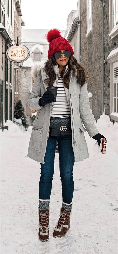 Cold Weather Look Winter Outfit Inspiration Quebec City What to wear J.Crew Snow boots layering ...