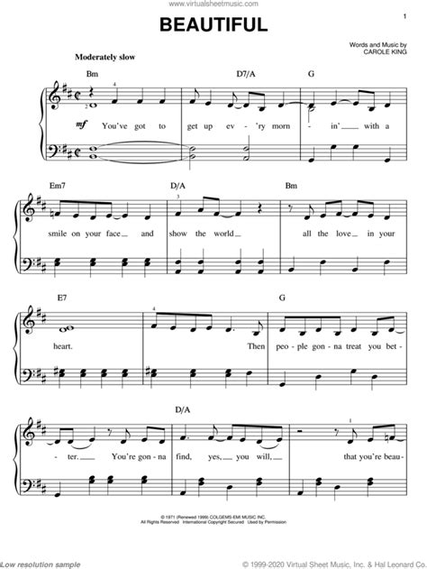 Carole King: Beautiful sheet music for piano solo (PDF)