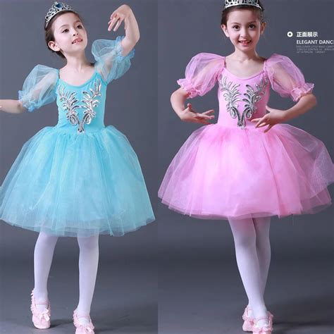 Girls Ballerina Dance Dress Classic Ballet Tutu Pink Blue Romantic Tutu Dress Child Ballet Dance ...