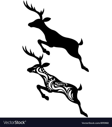 Deer jumping silhouette Royalty Free Vector Image