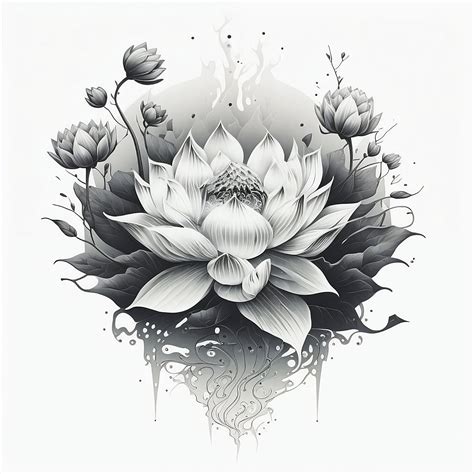 Lotus Flower Tattoo Design White Background PNG File Download High Resolution - Etsy