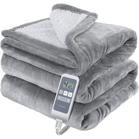 MIZZEO Heated Blanket Electric Blanket-Fast Heating Blanket with 4 Heating Levels & 1-12 Hours ...