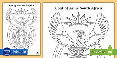 Coat of Arms South Africa Colouring Page (teacher made)