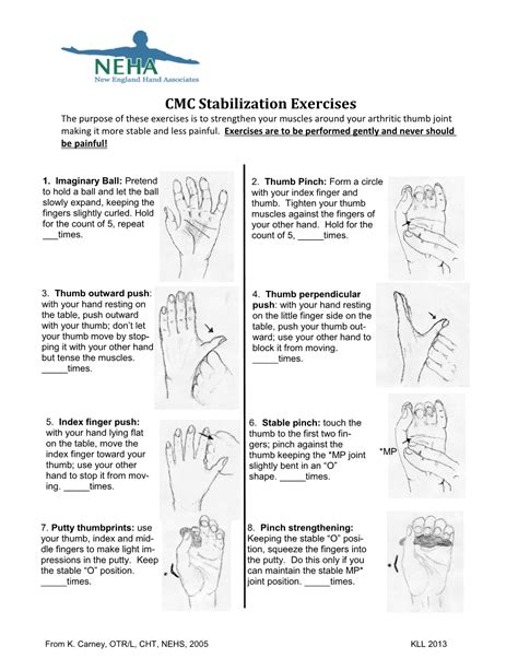 CMC Stabilization Exercises the Purpose of These Exercises Is to Strengthen Your Muscles Around ...