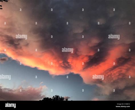 Mammatus clouds at sunset Stock Photo - Alamy