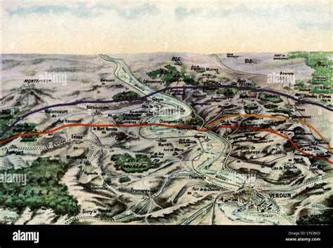 battlefields, front, French, map, Battle, Verdun, Western Front, World War I, War, World War ...