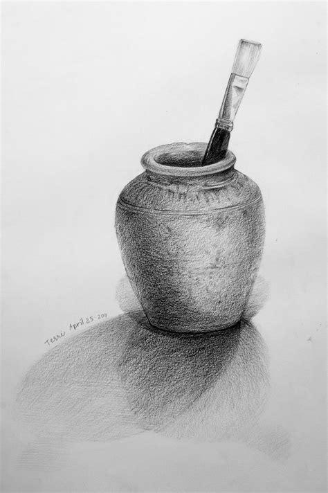 Flower Pot Drawing In Pencil Shade – Idalias Salon