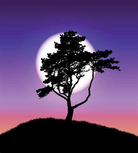 Silhouette of Tree on Sunset Background. Vector Illustration 4551134 Vector Art at Vecteezy