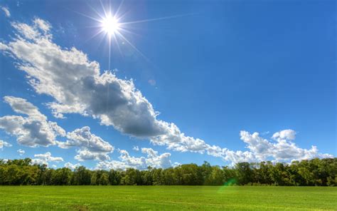 Fondos de pantalla : luz de sol, Árboles, paisaje, césped, cielo, campo, Nubes, Sol, horizonte ...