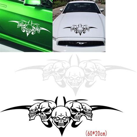 Car Skull Head Sticker Skeleton Reflective Engine Hood Decal 60cmX20cm | Exterior accessories ...