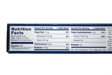 barilla pasta nutrition facts