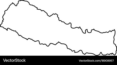 Nepal map of black contour curves on white Vector Image