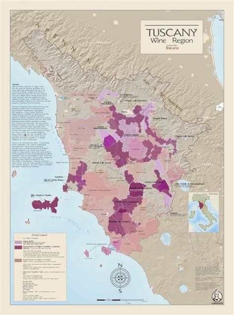 Tuscany Wine Region Map