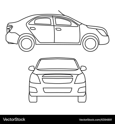 Drawing car side view and Royalty Free Vector Image