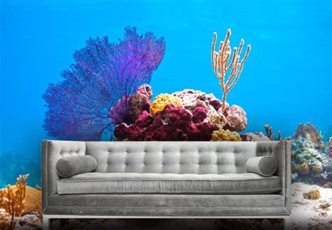 Live Coral Reef Fabric Wall Mural- Made out of a adhesive backed fabric that sticks to almost ...