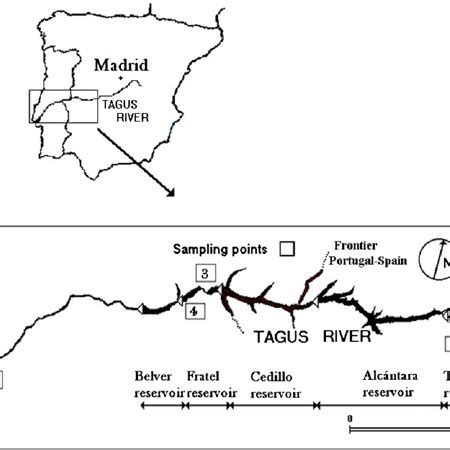 Map of Tagus River with the locations of sampling points. | Download ...