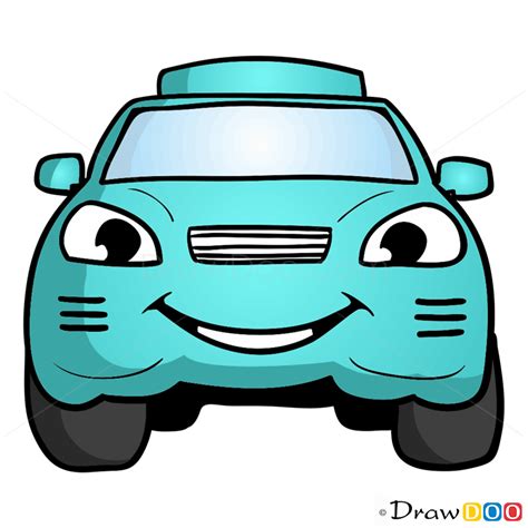 How to Draw Turquoise Car, Cartoon Cars