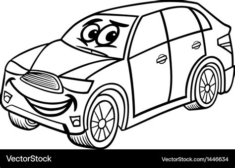 Suv car cartoon coloring page Royalty Free Vector Image