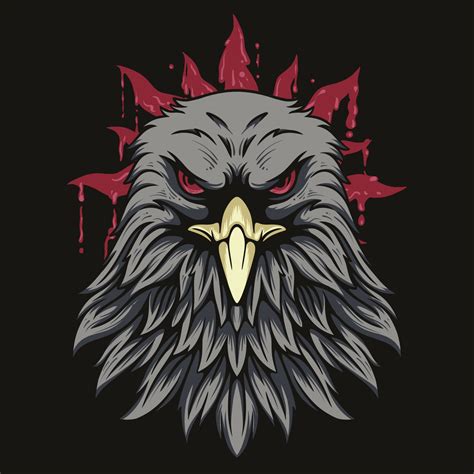 Vector Illustration Colorful Front View of the Eagle Head in an Upright Position Stalking its ...