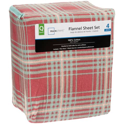 Mainstays Flannel Sheet Set, PINK PLUM PLAID - Walmart.com