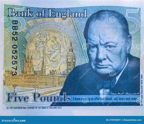 Churchill on British Five Pound Note Editorial Photo - Image of england, cash: 270978491