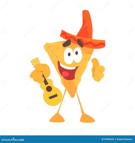 Funny Cartoon Mexican Nachos Chip Character Wearing Sombrero Hat ...