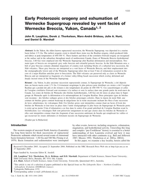 (PDF) Early Proterozoic orogeny and exhumation of Wernecke Supergroup ...