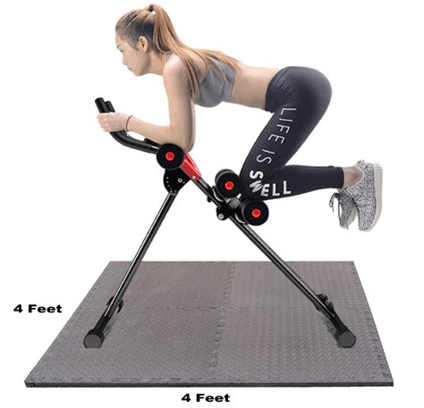 Adjustable Ab Crunch Machine with LCD Display & Puzzle Mat, Home Gym ...