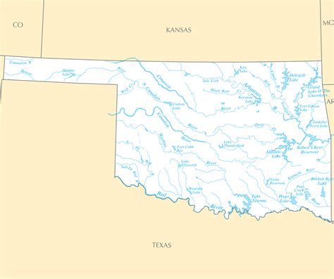 Oklahoma Rivers And Lakes • Mapsof.net