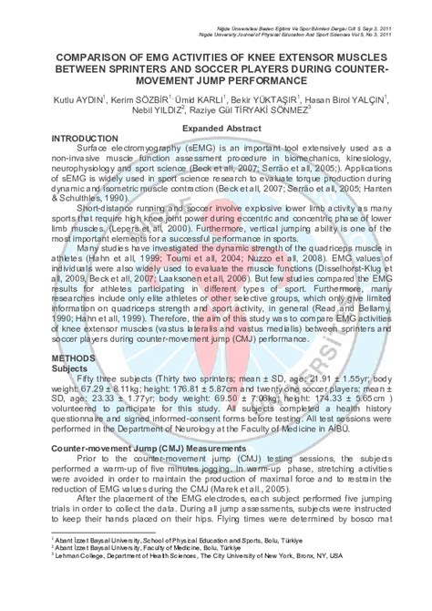 (PDF) Comparison of Emg Activities of Knee Extensor Muscles Between Soccer Players and Sprinters ...