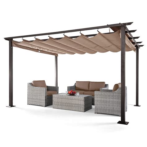 Buy HAPPATIO 10' X 13' Pergola Retractable Pergola Canopy for Backyards, Gardens, Patios ...