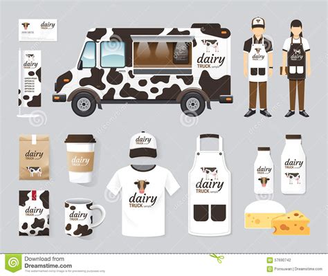 Vector Restaurant Cafe Design Set Street Dairy Food Truck Shop, Stock Vector - Illustration of ...