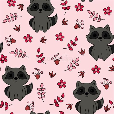 Raccoon Seamless Wallpaper Stock Images - Image: 33252604