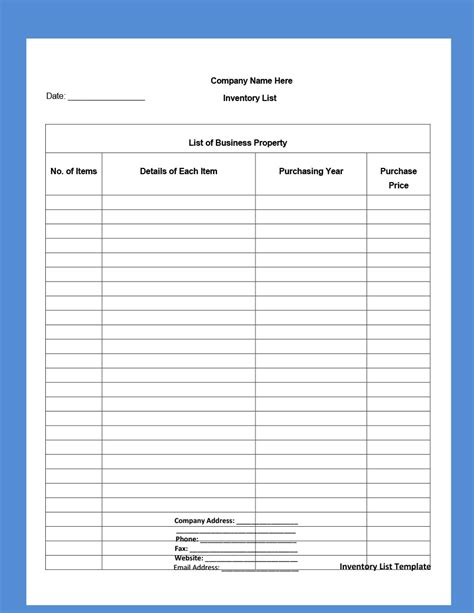 45 Printable Inventory List Templates [Home, Office, Moving...]