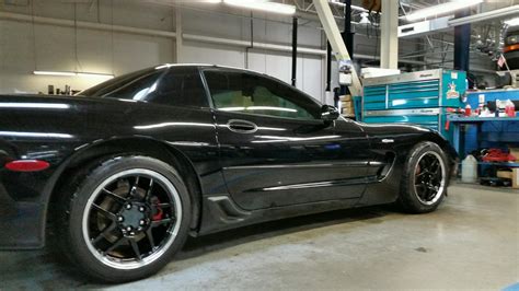 Corvette Wheels - CV04 Corvette C5 Z06 Wheels - Black Mach'd 18x10.5-17x9.5