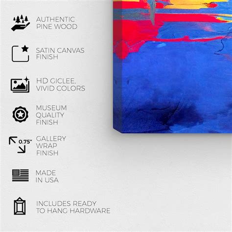 Wynwood Studio Abstract Neon Seaside Sunset Blue and Modern & Contemporary Wall Art Canvas Print ...