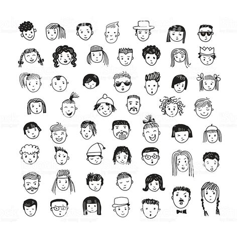 Cartoon vector set. 53 different funny faces. | Lustige gesichter ...