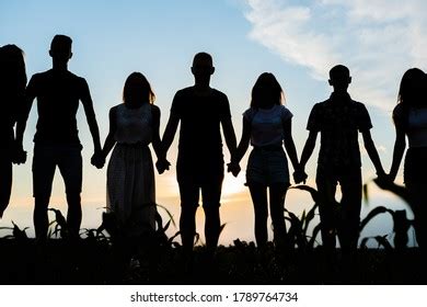 Friends Bonding Holding Hands On Sunset Stock Photo 2272166761 ...