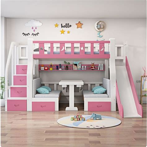 girls wood kids bunk bed children's with slide for children wooden baby bunk bed for kids slide ...