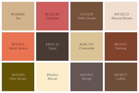 122 Shades of Brown: Names, Hex, RGB, CMYK Codes