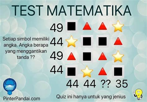 Quiz Matematika Deret Angka Dan Simbol: Bintang, Kotak, Segitiga