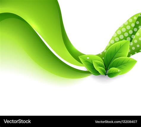 Eco leaves and green wave Royalty Free Vector Image