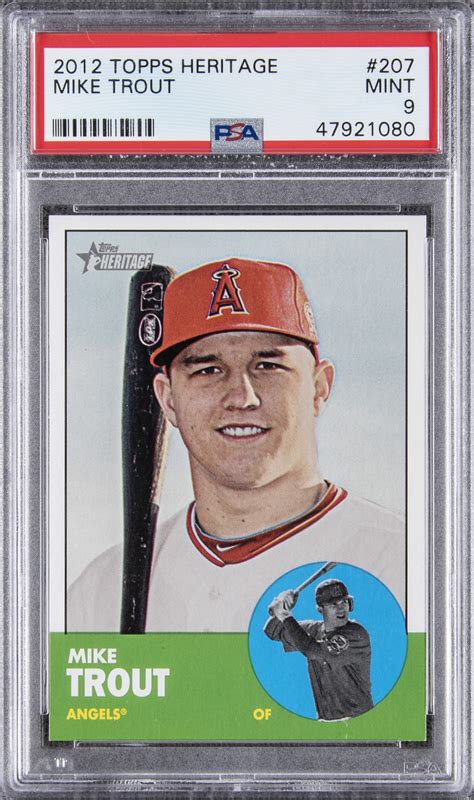 Lot Detail - 2012 Topps Heritage #207 Mike Trout Rookie Card - PSA MINT 9