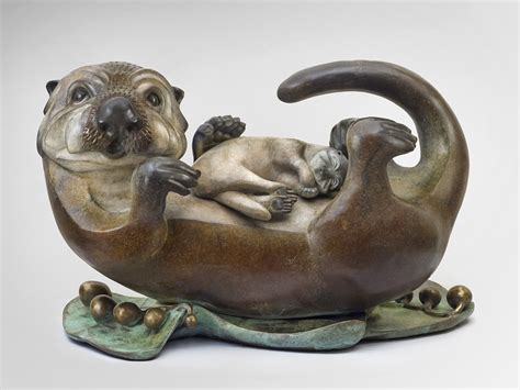 Sea Otter Mom & Pup by Pokey Park (Metal Sculpture) | American Artwork