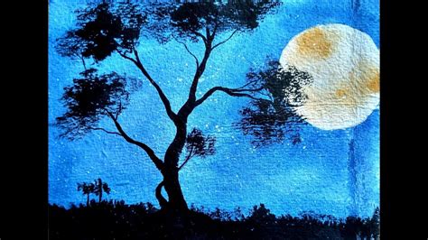 Watercolor Moonlight Painting Demonstration - YouTube