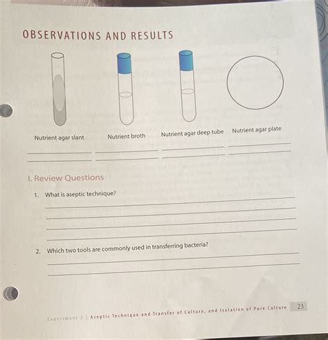 [Solved] OBSERVATIONS AND RESULTS Nutrient agar slant Nutrient broth ...