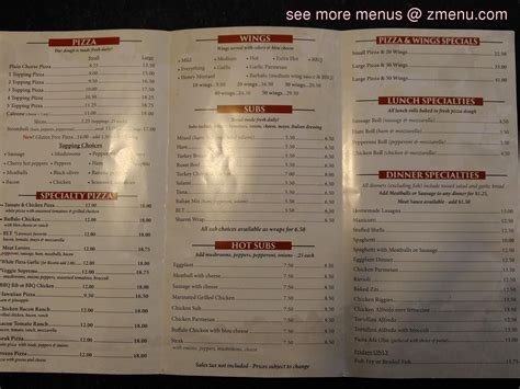 Online Menu of New York Pizzeria Restaurant, Waterville, New York, 13480 - Zmenu