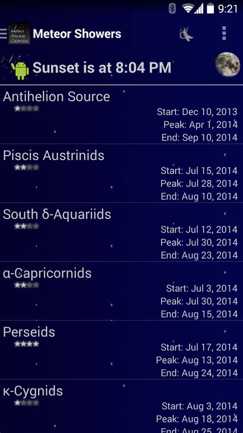 Meteor Shower Calendar - App on Amazon Appstore