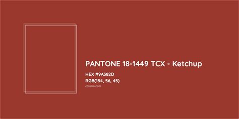 PANTONE 18-1449 TCX - Ketchup Complementary or Opposite Color Name and Code (#9A382D) - colorxs.com