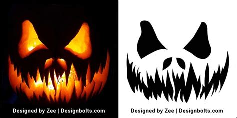 10 Free Scary Halloween Pumpkin Carving Stencils, Patterns & Ideas 2018 | Jack O Lantern Faces ...